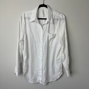 Babaton The Group Women's Linen Blend White Long Sleeve Button Down Medium